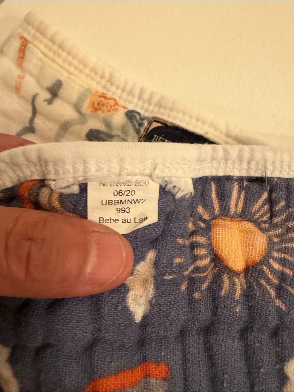 Bebe au Lait Navy & Cream Muslin Burp Cloths with Gold and Blue Prints